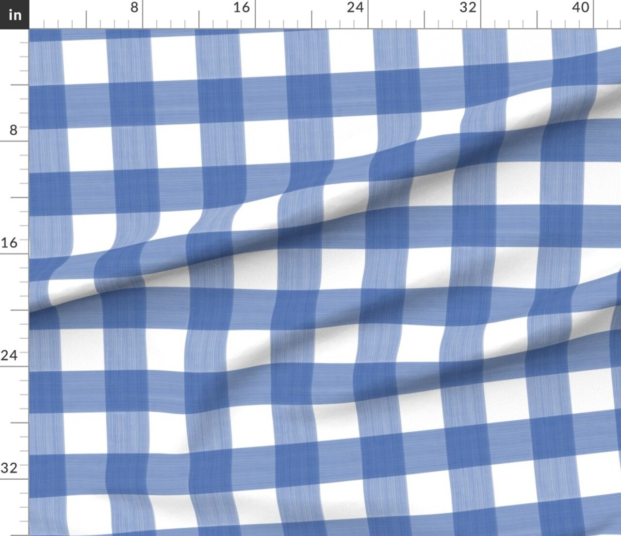 Cobalt Buffalo Plaid Gingham Blue White Brush Watercolor Check Medium Preppy Traditional Classic Inch Custom Printed Fabric by Spoonflower Various Fabrics by the Yard or Fat Quarter